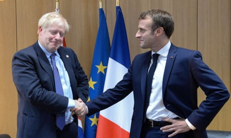 Boris Johnson poses with French president Emmanuel Macron on Thursday