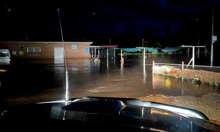 Floodwater recedes at Molong Bowling Club.