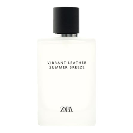 A bottle of Zara Vibrant Leather fragrance.