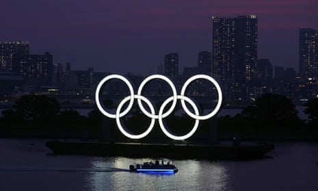 The Olympic rings in Tokyo last summer. The Games have been pushed back a year and are due to start on 23 July 2021.