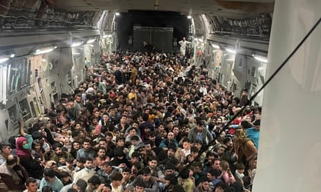 Image obtained by Defense One shows hundreds of Afghans inside a US military cargo plane