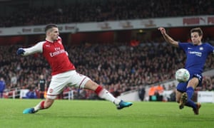 Granit Xhaka shoots to score Arsenal's second goal.
