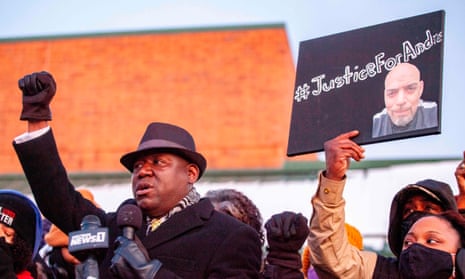 Attorney Ben Crump addresses the crowd during a press conference and candlelight vigil for Andre Hill in Columbus, Ohio in December. Coy, his attorneys said, will plead not guilty.
