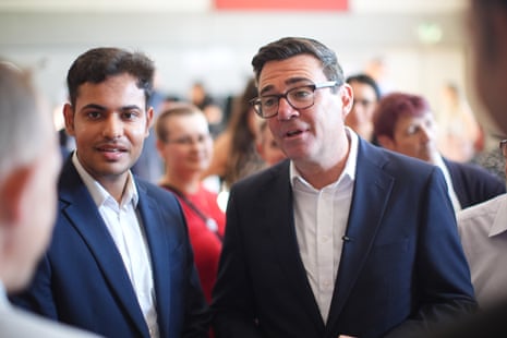 Andy Burnham at the Oval Community Centre in Stevenage, Hertfordshire, today.