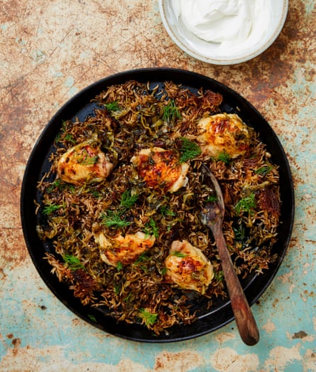 Yotam Ottolenghi’s allspice chicken and rice with dill and yoghurt.