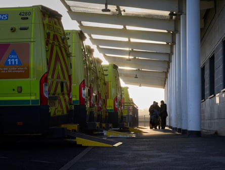 Ambulances stack up outside the Emergency Department (A&E).