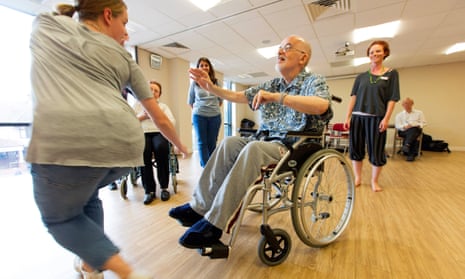 Stephen Weinstein, centre, taking part in a dance therapy workshop for older people.