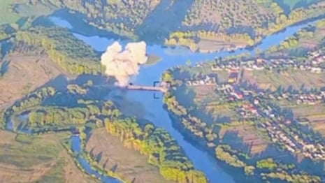 Ukraine forces blow hole in second Russian bridge in Kursk region – video