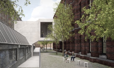 A visualisation of the Link Bridge viewed from the RA Schools courtyard. 