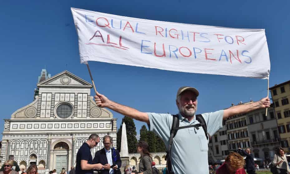 A protest in Florence by UK citizens living in Italy.