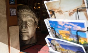 History’s gaze … a souvenirs shop in Rome.