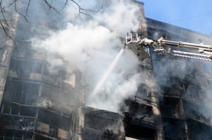 Residential buildings shelled in the Svyatoshyno district of Kyiv, Ukraine
