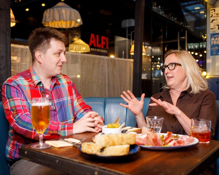 Dining across the divide: ‘Without being patronising, I think as he grows older he’ll tune in to the damage “free speech” can do’