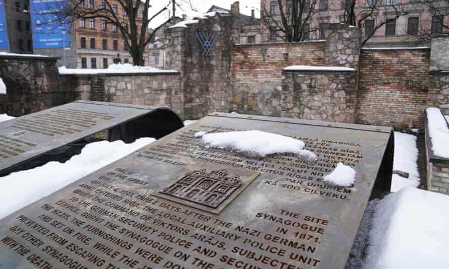 The memorial for the Riga Choral Synagogue, which was burned to the ground in 1941 by Viktors Arājs and the Arājs Kommando unit.