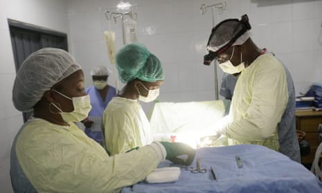 Medical staff carry out an operation at Redemption hospital in Monrovia, Liberia. 