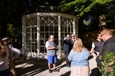 Visitors take photos at the sound of music museum in Salzburg