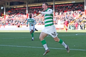 Celtic’s Callum McGregor celebrates scoring the opener.