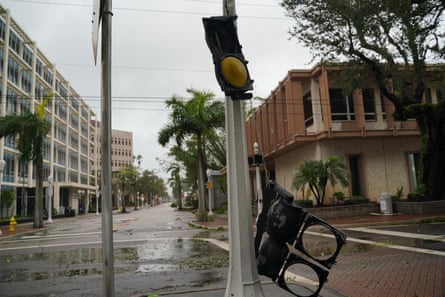 traffic light broken in pieces