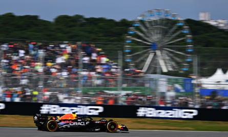 Max Verstappen of the Netherlands driving the Red Bull on track during the F1 Grand Prix of Brazil.