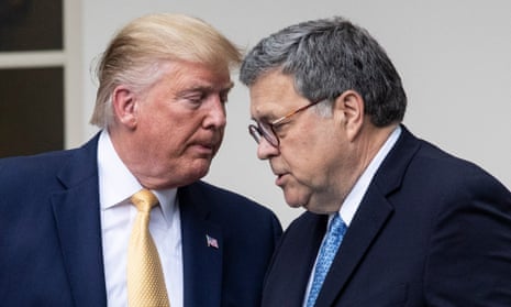 Donald Trump and William Barr last year. Barr admitted the president’s comments undercut his authority.