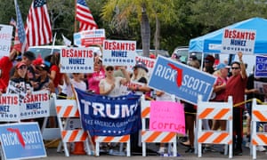People protest the recount outside the Broward county supervisor of elections office in Lauderhill, Florida on 10 November. 5322.jpg?width=300&quality=85&auto=forma