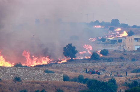 Low-lying vegetation ablaze in Krya Vrysi, Rethymno, Crete o