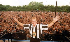 Alan Shearer is introduced to the Newcastle fans in 1996.