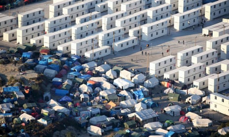 An aerial view of the sprawling camp in Calais.
