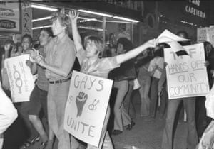 Une manifestation contre l'homosexualité à New York à Times Square en 1969