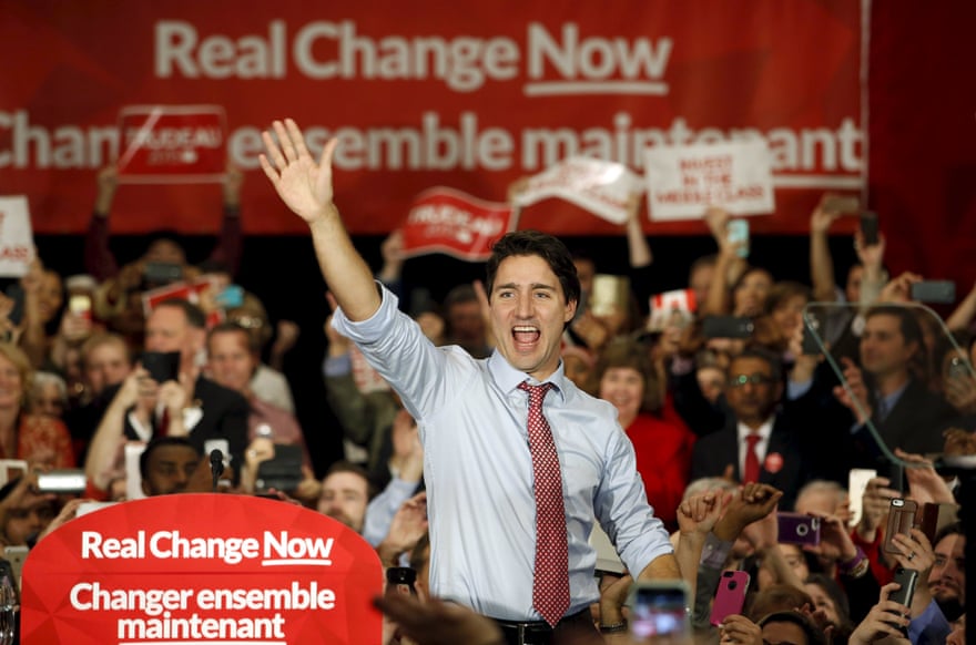Justin Trudeau at an election rally in Ottawa in 2015.