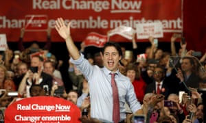 Trudeau waves to supporters at a rally in Ottawa.<br>