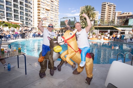 Punters in Benidorm watching the action at Cheltenham.
