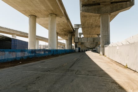 The area underneath Interstate 280 overpass near Evans Avenue in San Francisco was recently lined with RVs until the city made them relocate.