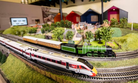 A Hornby set at the London North Eastern Railway (LNER) Family Lounge at King's Cross Station