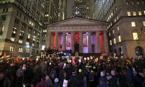 A protest against Donald Trump’s inauguration, New York, 20 January 2017