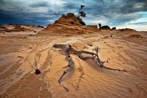 Eroded sand dunes or moon formations in Mungo National Park, western NSW, Australia.