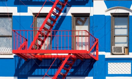 Apartment building with fire escapes