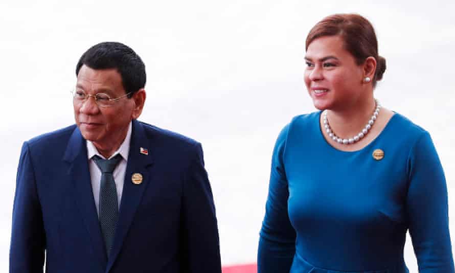Philippine President Rodrigo Duterte and his daughter Sara Duterte together in 2018.