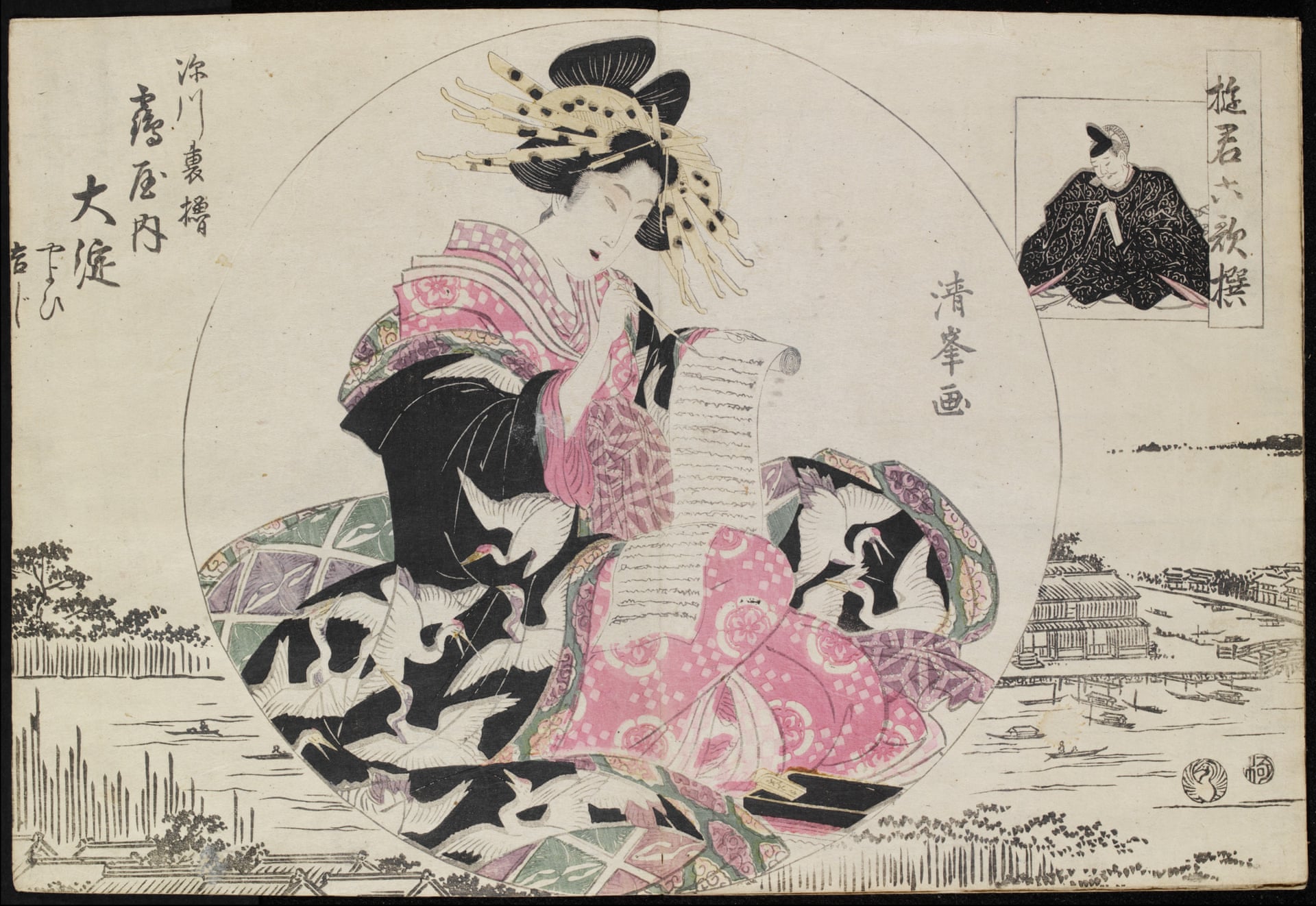 鹤屋妓院的花魁大淀,作者托里·清峰, 于1813年。图片:© 维多利亚和阿尔伯特博物馆