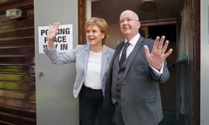 Nicola Sturgeon and her husband Peter Murrell earlier on Thursday.