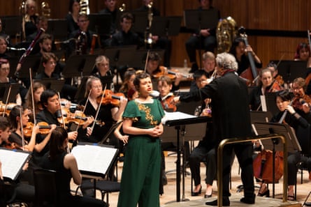 Stephanie Wake-Edwards with the RAM Symphony Orchestra, conductor Semyon Bychkov, at the Royal Festival Hall.