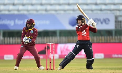 Tammy Beaumont hits out on her way to a half-century against West Indies in the first T20 International at Derby