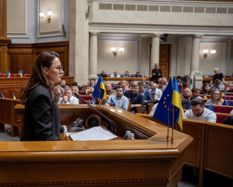 A newly appointed Ukrainian Prime Minister Yulia Svyrydenko attends a session of Ukrainian parliament in Kyiv.