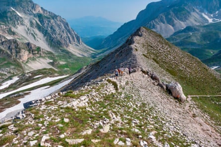 A sharp rocky ridge in Gran Sasso national park in the Apennines