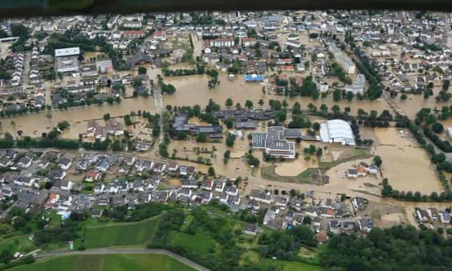 Aerial footage of the floods in Bad Neuenahr - Ahrweiler.