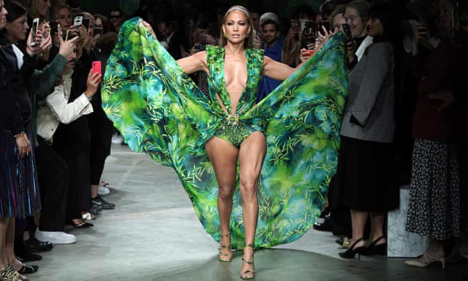 Jennifer Lopez walks the runway at the Versace show
