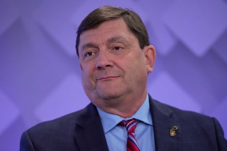 US Senate candidate Troy Jackson takes part in a debate at the WCSH-6 television studio, in Portland, Maine, on 16 July 2026.