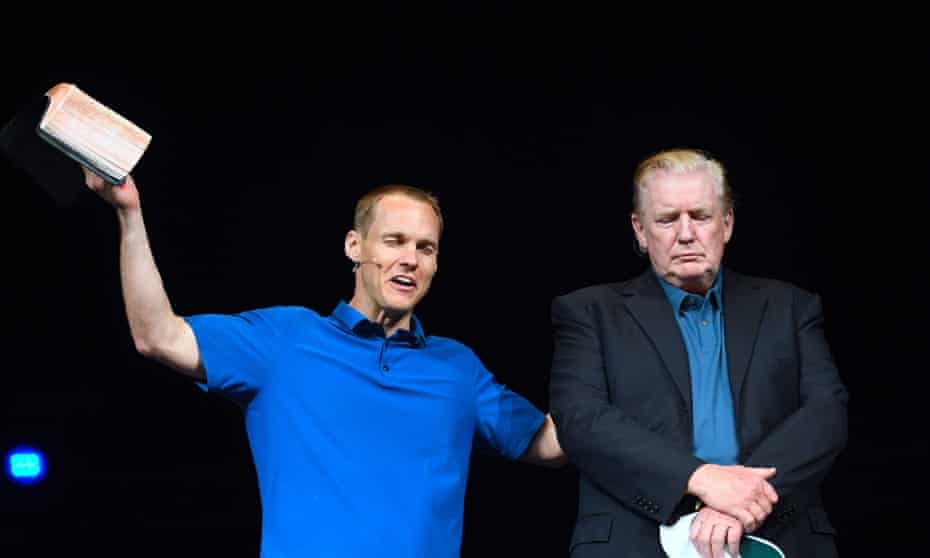 US-POLITICS-TRUMPUS President Donald Trump looks on as he visits McLean Bible Church in Vienna, Virginia on June 2, 2019, to visit with Pastor David Platt and pray for the victims and community of Virginia Beach. - Police in Virginia searched for the reason why a city engineer fired indiscriminately on his workplace colleagues, turning a municipal building into a war zone as he killed at least 12 people and wounded four before being fatally shot himself on May 31, 2019. (Photo by Jim WATSON / AFP)JIM WATSON/AFP/Getty Images