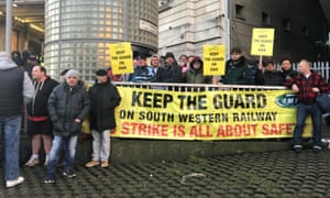 Striking workers outside Waterloo station