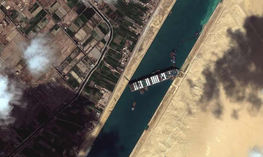 The cargo ship MV Ever Given was still closing the Suez Canal